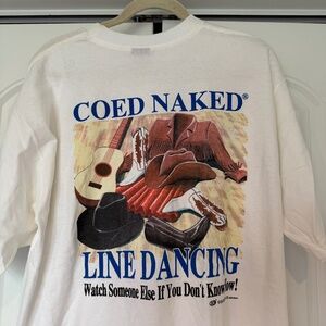 New Vintage Coed Naked Line Dancing Country Cowgirl Graphic T-shirt 2000s Y2K